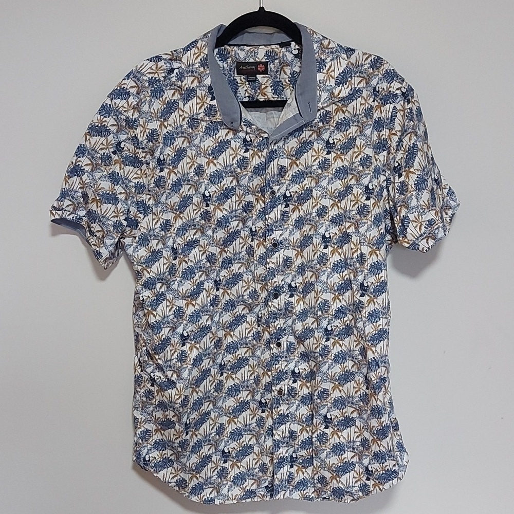 XL casual button down print short sleeve